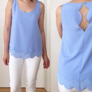 NWOT Maison Jules Scallop Hem Top Size S